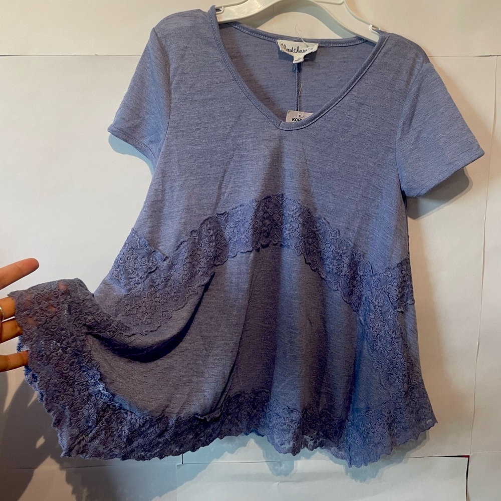 Flowy Light Blue Small Women Shirt For Summer